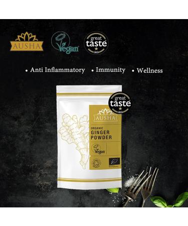 Ausha Organic Ginger Powder - 100g | Ground Ginger for Cooking, Immunity & Digestion - Buy Online on GoSupps.com
