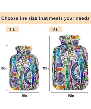 Naanle Geometric Mandala Heat Bottle - 2L Hot Water Bottle for Pain Relief Cold & Heat Therapy Bed & Hand Warmer - Buy Online on GoSupps.com