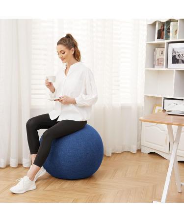 Fabric Covered Exercise Ball Chair for Home Office, Pregnancy, Yoga - Blue - Buy Online on GoSupps.com