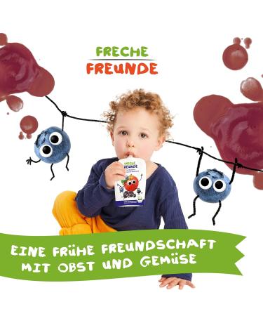 Buy Cheeky Friends Bio Quetschie Fruit Puree for Babies Apple Blueberry Currant & Blackberry Gluten-Free & Vegan 6-Pack (6 x 100g) - Buy Online on GoSupps.com