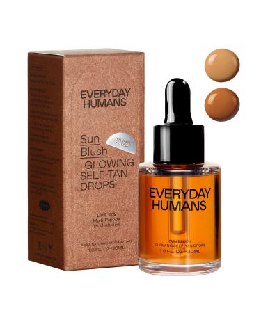 Sun Blush Glowing Self Tanning Drops Australian Made 1.0 fl.oz | Sun-Kissed Natural Face & Body Gradual Self Tanner with Peptides | Fragrance Free | Everyday Humans Medium to Dark