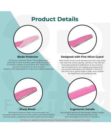 Ladies Facial Hair Razors - Face Shavers for Women Peach Fuzz | Women's Dermaplaning Tool for Removing Fine Hairs on Eyebrows, Face, and Neck - 3R Factory - Buy Online on GoSupps.com