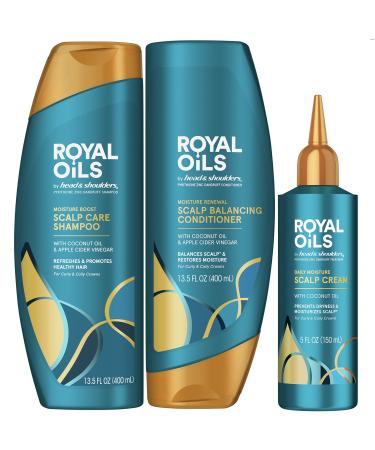 Royal Oils by Head & Shoulders Sulfate Free Scalp Care Shampoo, Moisture Renewal Scalp Balancing Conditioner, and Daily Moisture Scalp Cream Treatment with Coconut Oil and Apple Cider Vinegar Shampoo, Conditioner and Scalp…