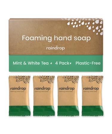 Raindrop Sustainable Hand Soap Refills 4x Plastic-Free Foaming Hand Soap Refills Mint and White Tea