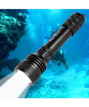 Odepro D2000P 2000 Lumen Scuba Diving Light Mechanical Head Twist ON/Off Night Dive Torch IP68 Waterproof Submarine Flashlight, for Underwater 150M Diving