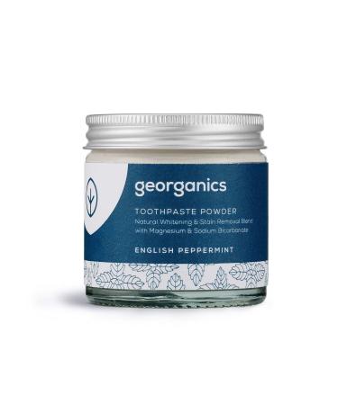 Georganics - Organic Whitening Toothpaste Powder - Natural Whitening and Stain Removal Blend with Magnesium and Sodium Bicarbonate - Vegan and Cruelty Free Fluoride Free - Peppermint - 60ml