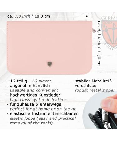 Buy Three Swords 16 pcs Manicure Pedicure Set 'Cinisello' - High-Quality Pink Synthetic Leather Nail Care Kit for Hand & Foot - Buy Online on GoSupps.com