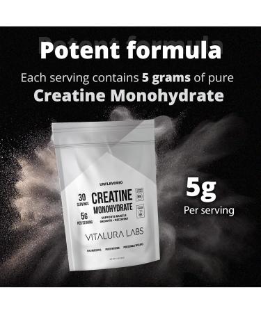 Vitalura Labs Pure Creatine Monohydrate - Unflavored Muscle Growth & Recovery Powder - NSF Certified - 30 Servings - Shop Internationally - Buy Online on GoSupps.com