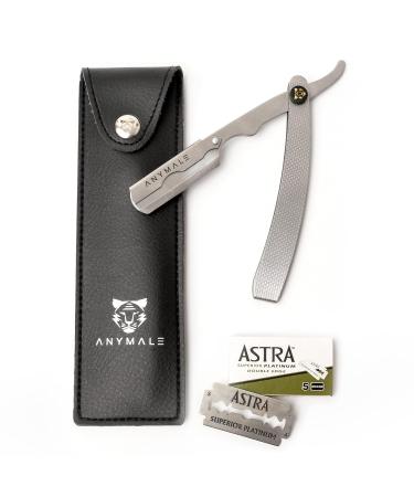 Anymale Silver Edition - Sustainable Razor & 10 Astra Blades | Men's Travel Shaving Set for Beginners | Eco-Friendly Barber Accessories - Buy Online on GoSupps.com