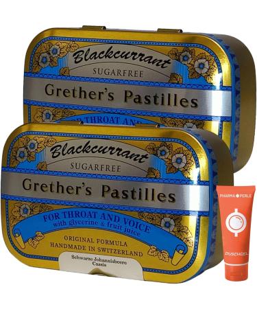 Grether's Pastilles Blackcurrant - Sugar-Free Value Pack (2 x 110g) + Free Pharmaperle Gift - International Shipping Available - Buy Online on GoSupps.com