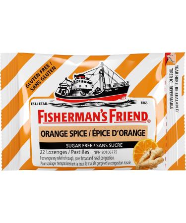 Fisherman s Friend Sugar Free Orange Spice | For Temporary Relief of Cough & Sore Throat | 8 Packs of 22 Lozenges (176 Total Count) - Buy Online on GoSupps.com