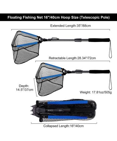 PLUSINNO Fishing Net Fish Landing Net  Foldable Collapsible Telescopic Pole Handle  Durable Nylon Material Mesh  Safe Fish Catching or Releasing Floating Net Telescopic Handle/35"Full - Buy Online on GoSupps.com