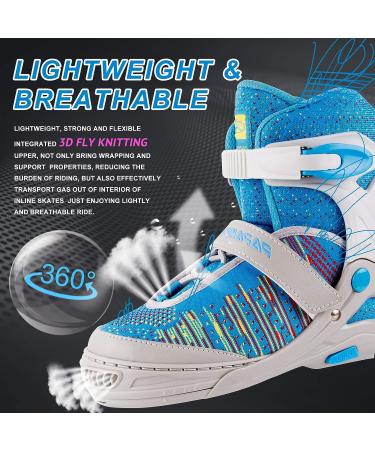 PAPAISON Inline Skates with Light up Wheels - Adjustable Illuminating Roller Skates in Blue & Grey for Kids, Youth, Women, and Men - Large Size - Buy Online on GoSupps.com