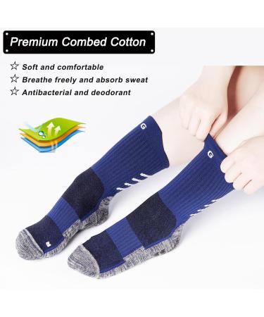 Slip-Proof Football Socks for Men & Women | Anti-Slip Grip Socks for Rugby Basketball Yoga Hiking & Running | Navy 3-Pack - Buy Online on GoSupps.com