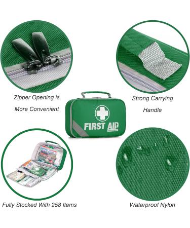 General Medi 2-in-1 First Aid Set - 215-Piece Premium Kit with 43-Piece Mini Set for Home Car Travel Sports & Emergency - Green - Buy Online on GoSupps.com