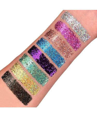 Holographic Face & Body Glitter Gel Set - 12ml x 8 Colors | Moon Glitter - Perfect for Makeup & Festivals - Buy Online on GoSupps.com
