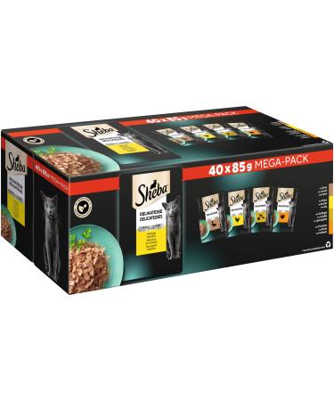 Sheba Katznassfutter Delicatesse in jelly 40 portion bags 40x85g - cat food wet fine poultry variation with duck chicken poultry and turkey 85 g (40s pack) - Buy Online on GoSupps.com