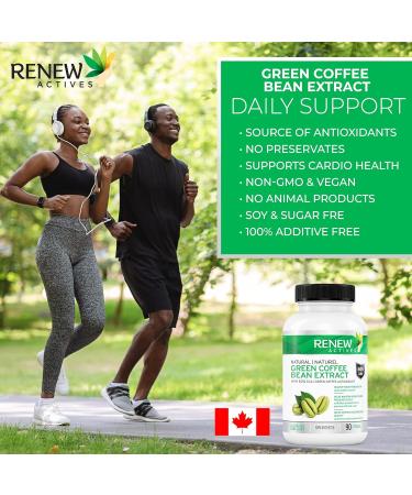 Renew Actives Coffee Bean Extract: 800mg Green Coffee Bean Extract Capsules for Weight Management Programs. Helps Support Cardiovascular Health & Provides Antioxidants - Vegan Supplement with 50% GCA - 90 Capsules. NON-GMO. Free of Dairy Soy & Sugar. (2 P - Buy Online on GoSupps.com