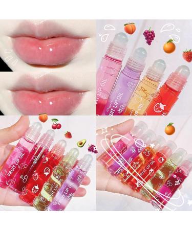 Fruity Roll on Lip Gloss Lip Oil Lip Balm Lip Glosses Fruit Transparent Glossy Lip Gloss Set for Lip Care and Keep Lips Moisturized - Buy Online on GoSupps.com