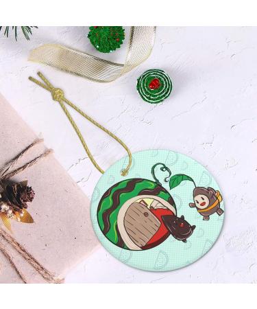 YYHHAOFA Sunflower Seeds Watermelon Seeds Pattern Christmas Ceramic Round Pendant Decoration - Festive Hanging Ornament for Stores and Homes -2.9 in - Buy Online on GoSupps.com