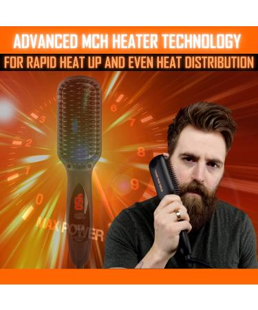 Tame The Wild Pro Beard Straightener for Men - Premium Heated Beard Brush - 12 Temp Settings - Anti-Scald Ionic - LED Display - Ideal for Beards Over 2 Inches - Buy Online on GoSupps.com