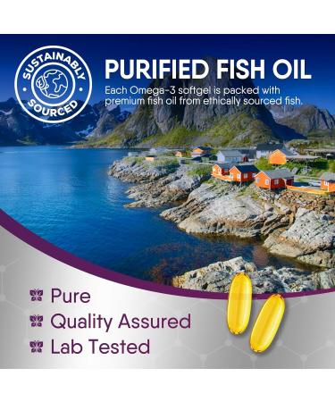 Omega 3 Fish Oil Supplements 2400 mg - Triple Strength Omega3 - EPA & DHA with Essential Fatty Acids - Natural Immune Brain & Heart Health Support - Burpless Lemon Flavor Wild Caught - 180 Softgels 180 Count (Pack of 1) - Buy Online on GoSupps.com