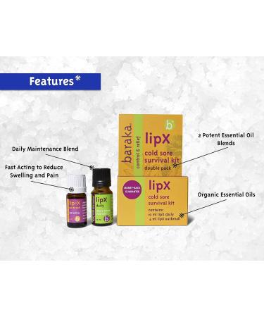 Baraka LipX Natural Cold Sore Remedy Kit - Tea Tree & Hyssop Essential Oils - Organic Oil - 0.14 Fl Oz - Buy Online on GoSupps.com