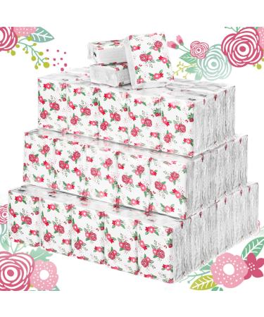 100 Pack 1000 Pcs Floral Tissues Facial Tissues Individual Pocket Tissue Packs Travel Size Tissue Bulk for Weddings Graduation Housewarming Ceremony Graduation (Floral)
