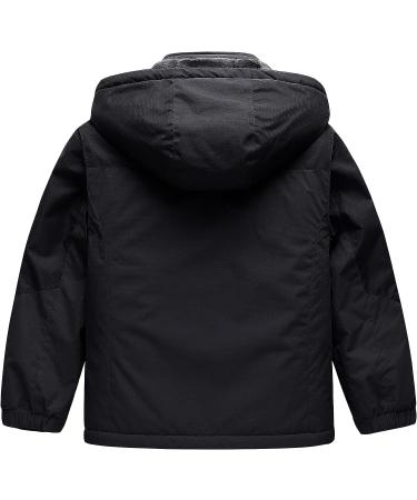 CREATMO US Boy's Waterproof Ski Jacket | Warm Winter Fleece Snow Coat 8-9 Years | Windproof Snowboarding Rain Jacket in Black - Buy Online on GoSupps.com