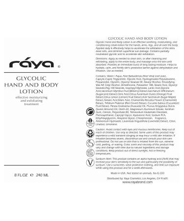 Raya Glycolic Hand & Body Lotion with AHA - Soothing Moisturizer & Exfoliant for Soft Smooth Skin | International Shipping Available - Buy Online on GoSupps.com
