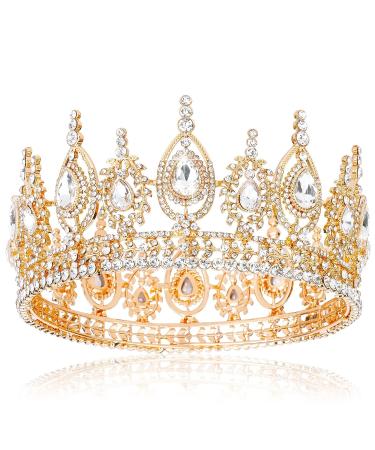 TOBATOBA Gold Queen Crown - Crystal Princess Tiara for Women & Girls | Wedding, Prom, Pageant, Halloween Costume - Buy Online on GoSupps.com