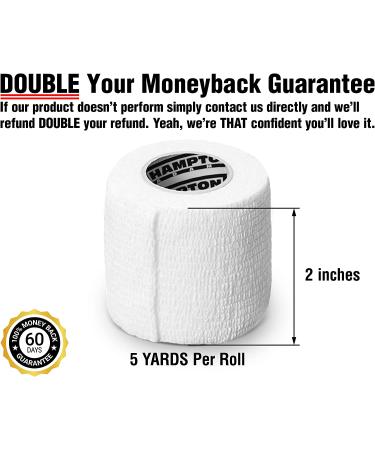 14-Pack White Self Adhesive Bandage Wrap - Breathable Cohesive Wrap for Sports Injuries - 2x5 Yards - Ideal for People & Pets - Ankle, Knee & Wrist Support - Buy Online on GoSupps.com