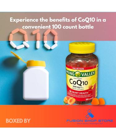 Coq10 200mg Gummies- Coenzyme Supplement for Adults Natural Flavor 200 mg 100 ct (Pack of 1) Boxed by Fusion Shop Store - Buy Online on GoSupps.com
