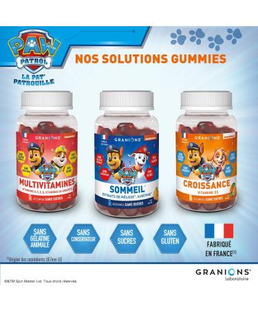 60 GRANIONS PAW PATROL Multivitamin Gummies | Food Supplement | Immunity Fatigue | Vitamins A C D and Group B | Strawberry Flavor | No Animal Gelatin No Sugars | Made in FR - Buy Online on GoSupps.com