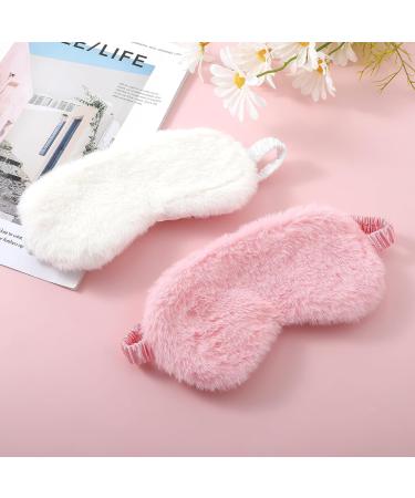 Plush Eye Mask Set - Soft Satin Sleep Masks for Men & Women | Comfortable Synthetic Fur Eye Covers (White & Pink) - Perfect Gift for Relaxation - Buy Online on GoSupps.com