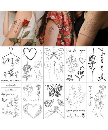 Esland Realistic Temporary Tattoos Healing Process Self Growth Mental Health Self Love Tattoo Stickers for Women