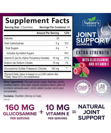 Extra Strength Joint Support Gummies with Glucosamine & Vitamin E - 60 Count - Boost Cartilage & Flexibility for Men & Women - Buy Online on GoSupps.com