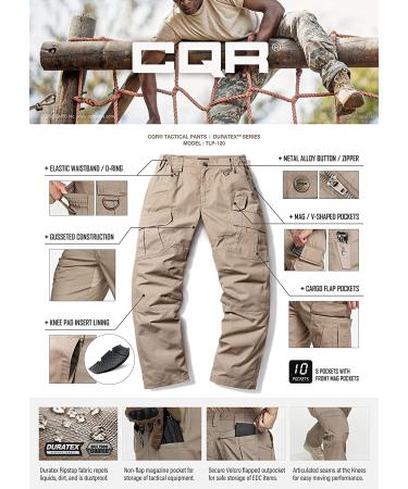 CQR Men's Tactical Pants | Water Resistant Ripstop Cargo | Lightweight EDC Hiking Work | Outdoor Apparel with Mag Pocket | Black 34W x 32L - Buy Online on GoSupps.com