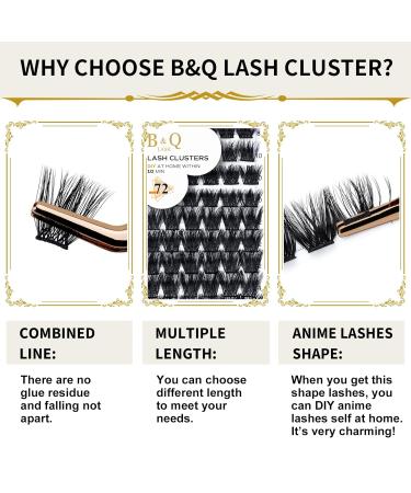 Buy BQ Lash Single Eyelash Clusters - 72 Colored DIY Lashes for Home Extensions (B06 D-14mm) - Perfect Black Eyelash Kit - Buy Online on GoSupps.com