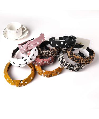 Leopard Print and Floral Knotted Headbands 10 Pack Set for Women and Girls - Fashion Hair Bands - Buy Online on GoSupps.com