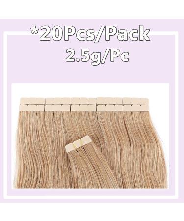 40cm Dark Blonde Tape In Extensions - 7A Real Human Hair 20 Pieces 50g | Soft & Easy to Apply - Buy Online on GoSupps.com