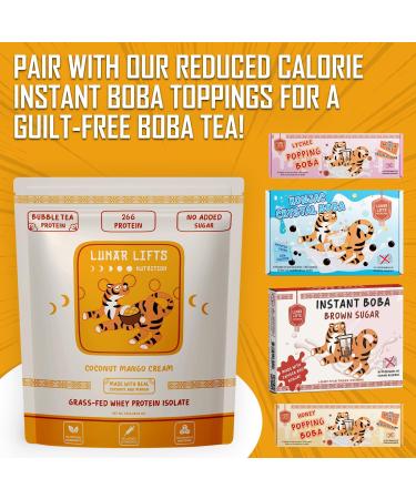 Lunar Lifts Nutrition Coconut Mango Cream - Boba Tea Whey Protein Isolate | 26 Grams Grass-fed Whey Isolate Protein per Serving Protein Powder | No Added Sugars or Artificial Ingredients Protein Shake - Buy Online on GoSupps.com