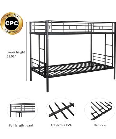 Metal Bunk Bed Full over Full Bunk Bed for Kids Adults Twin-Over-Twin Bunk Bed with Metal Frame and Ladder Bunk Bed Twin Over Twin Bunk Beds Metal Twin Size Bunk Beds Frame No Box Spring Needed(A Full A - Buy Online on GoSupps.com