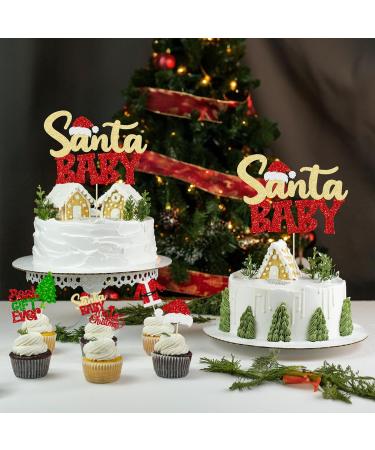 Gyufise 25Pcs Christmas Santa Baby Cake Toppers Glitter My First Christmas Cupcake Toppers Baby Shower Cupcake Picks Merry Christmas Cake Decorations for Gender Reveal Kids Birthday Party Supplies Baby-25pcs - Buy Online on GoSupps.com
