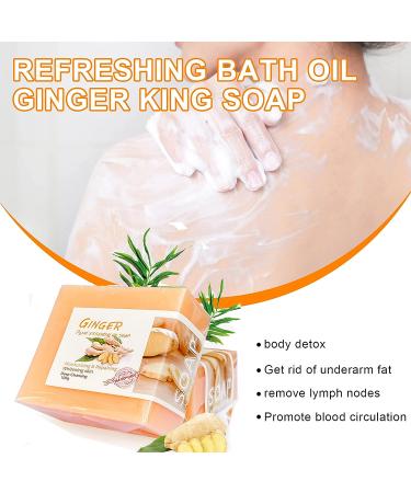 Organic Ginger Lymphatic Detox Soap for Swelling & Pain Relief - 3pcs Ginger Soap Set with Bath Brush | Suitable for All Skin Types - Buy Online on GoSupps.com