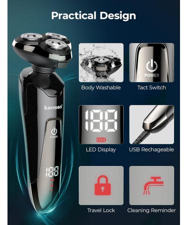Kensen Rechargeable Face & Body Trimmer for Men - Waterproof Beard Styler & Groomer Kit with 4 Combs - Buy Online on GoSupps.com