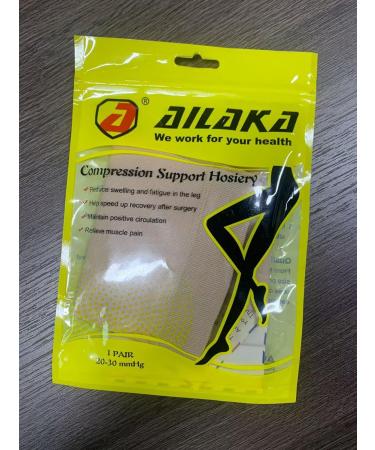 Ailaka Thigh High 20-30mmHg Compression Stockings for Varicose Veins and Edema - Large, Beige (1 Pair) - Buy Online on GoSupps.com
