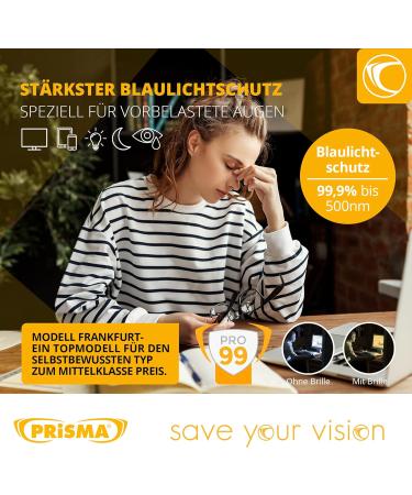 PRiSMA Frankfurt PRO99 Blue Light Filter Glasses - Stylish Computer Glasses for Men & Women (Model FF709) - Buy Online on GoSupps.com