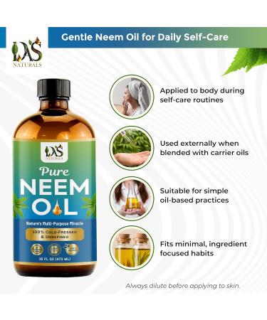 DAS NATURALS Neem Oil | Multipurpose Neem Oil for Hair Skin & Face | 100% Pure Cold-Pressed & Unrefined | Household & Garden Use | 16 fl oz - Buy Online on GoSupps.com
