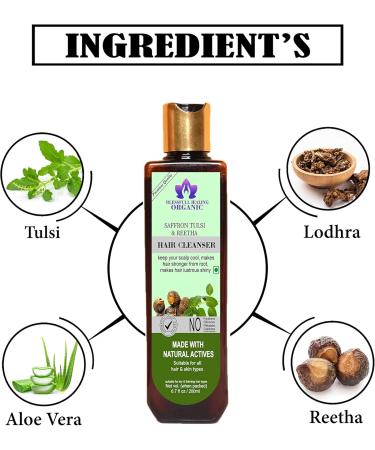 Blessfull Healing Organic Saffron Tulsi & Reetha Hair Cleanser | Shampoo 200 ML (Packing May Vary) - Buy Online on GoSupps.com